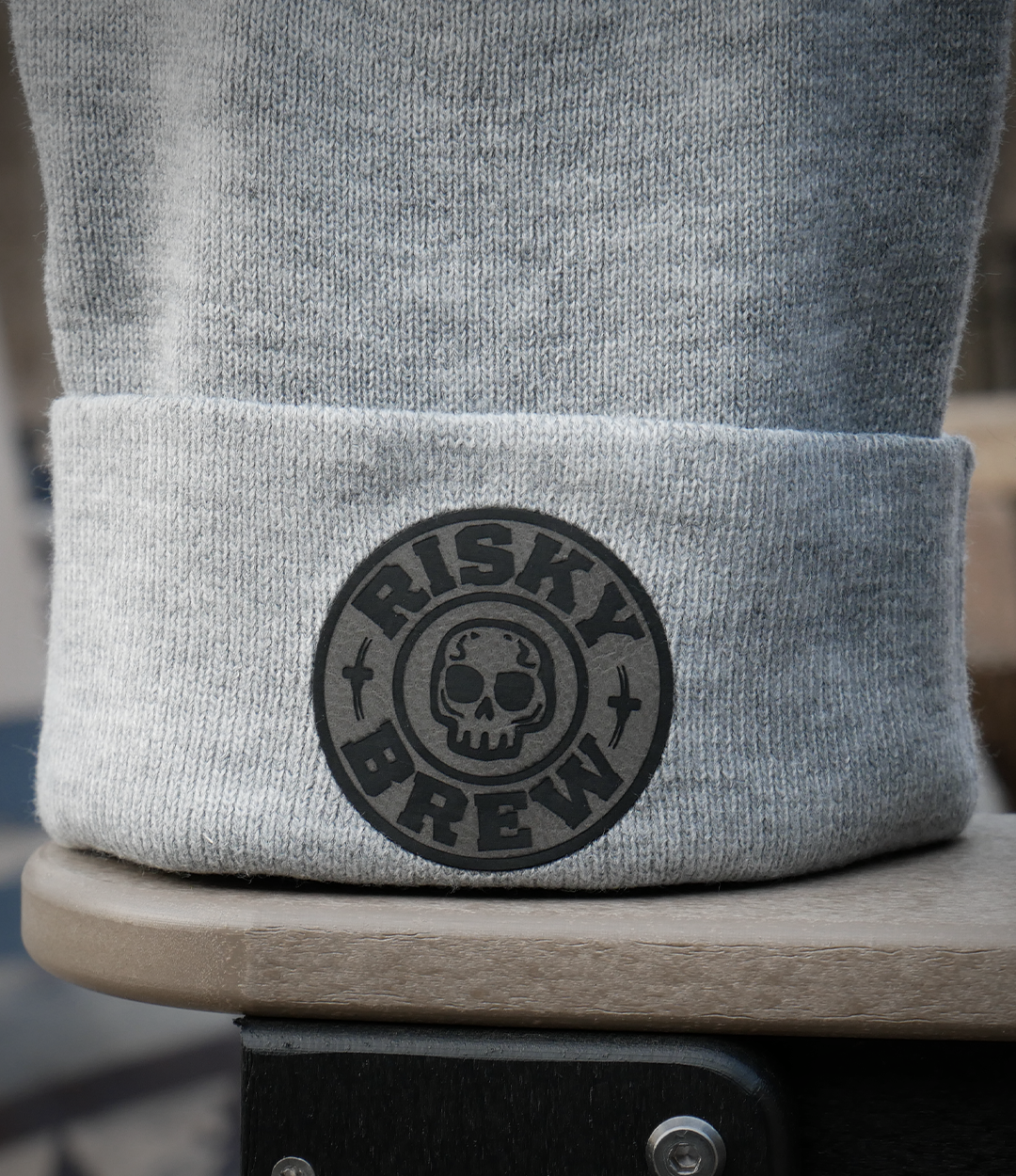 Risky Leather Patch Beanie